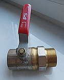 Кран кульовий з перехідником американка ДУ 32 1 1/4" муфтовий прямий різьбовий для води привід ручка, фото 2