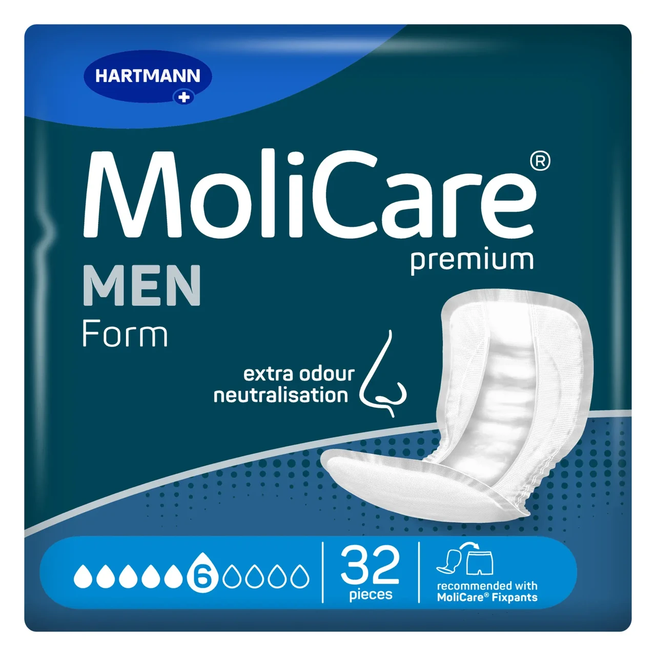 Прокладки при нетриманні мочі та калу анатомічної форми MoliCare® Premium Form MEN 6 крапель 32шт, фото 1