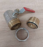 Кран кульовий з перехідником американка ДУ 32 1 1/4" муфтовий прямий різьбовий для води привід ручка, фото 4