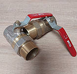 Кран кульовий з перехідником американка ДУ 32 1 1/4" муфтовий прямий різьбовий для води привід ручка, фото 5