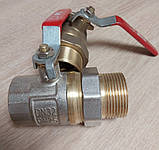 Кран кульовий з перехідником американка ДУ 32 1 1/4" муфтовий прямий різьбовий для води привід ручка, фото 6