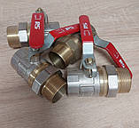 Кран кульовий з перехідником американка ДУ 32 1 1/4" муфтовий прямий різьбовий для води привід ручка, фото 7