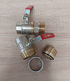 Кран кульовий з перехідником американка ДУ 32 1 1/4" муфтовий прямий різьбовий для води привід ручка, фото 8