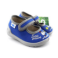 Тапочки текстильні туфлі на хлопчика сині на липучці тм Waldi розмір