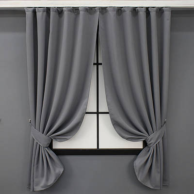 Комплект (2шт. 1,3х1,7м.) коротких штор із колекції ""Bagema Rvs". Колір сірий. Код 1244ш 35-0109