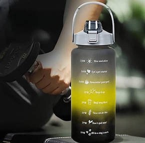 Пляшка для води спортивні 3в1 300,900,2000 мл, Багаторазова пляшка для води набір 3 в 1 з напувалкою, фото 3