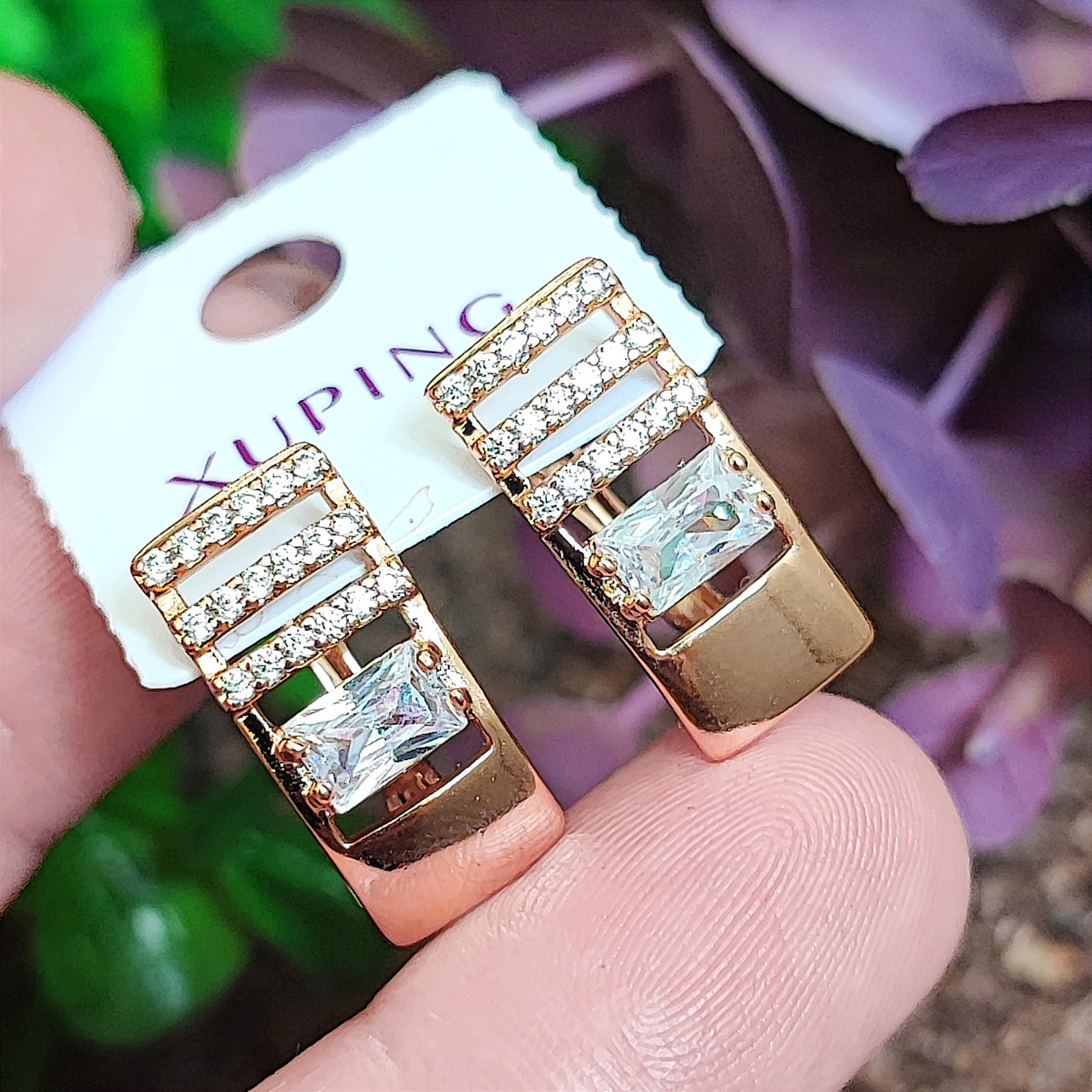 Сережки Xuping довжина 1.9см ширина 9мм медичне золото позолота 18К с1277
