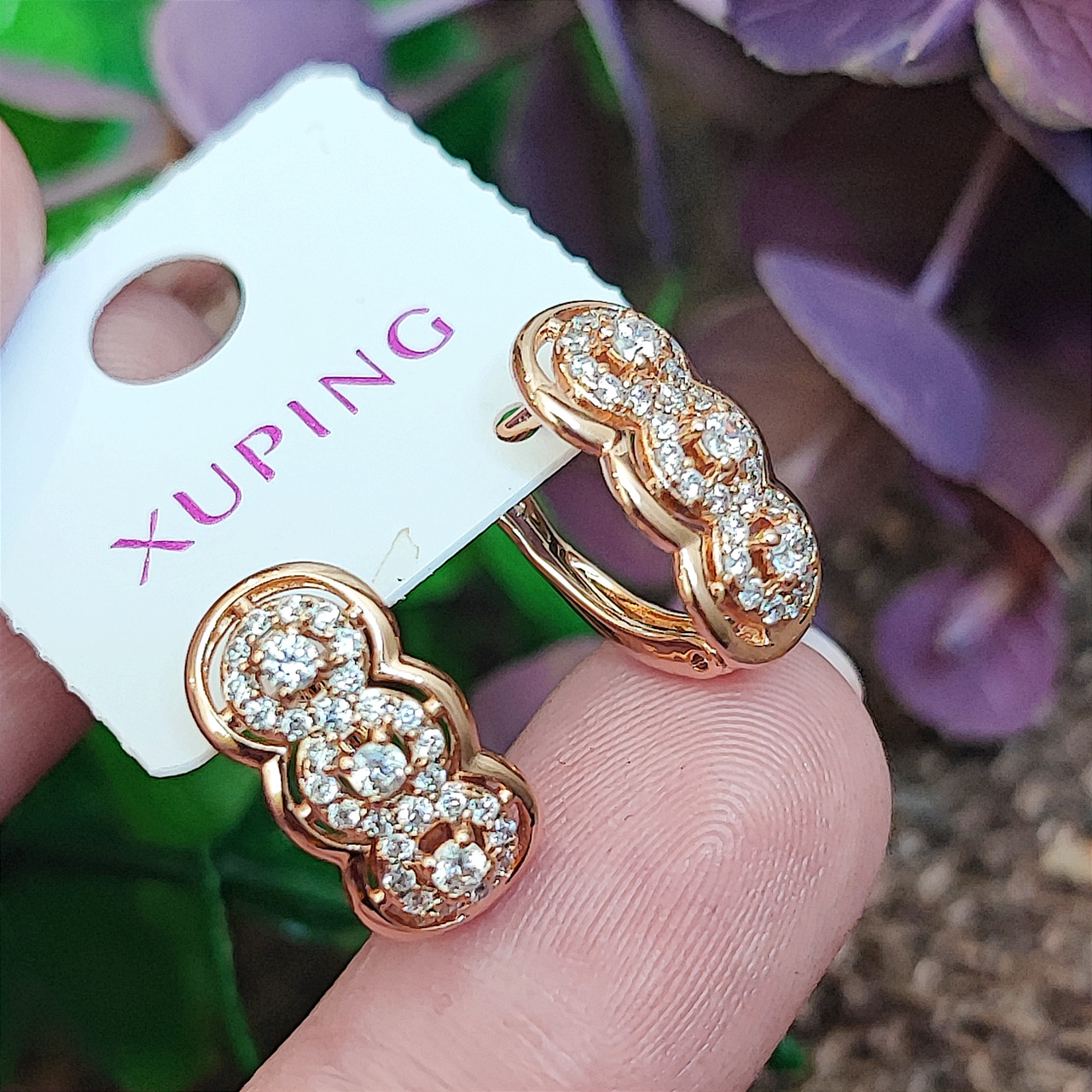 Сережки Xuping довжина 1.6см ширина 7мм медичне золото позолота 18К с1093