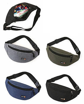 Поясна сумка бананка спортивна тканинна 22*15 см на блискавці в різних кольорах Nina
