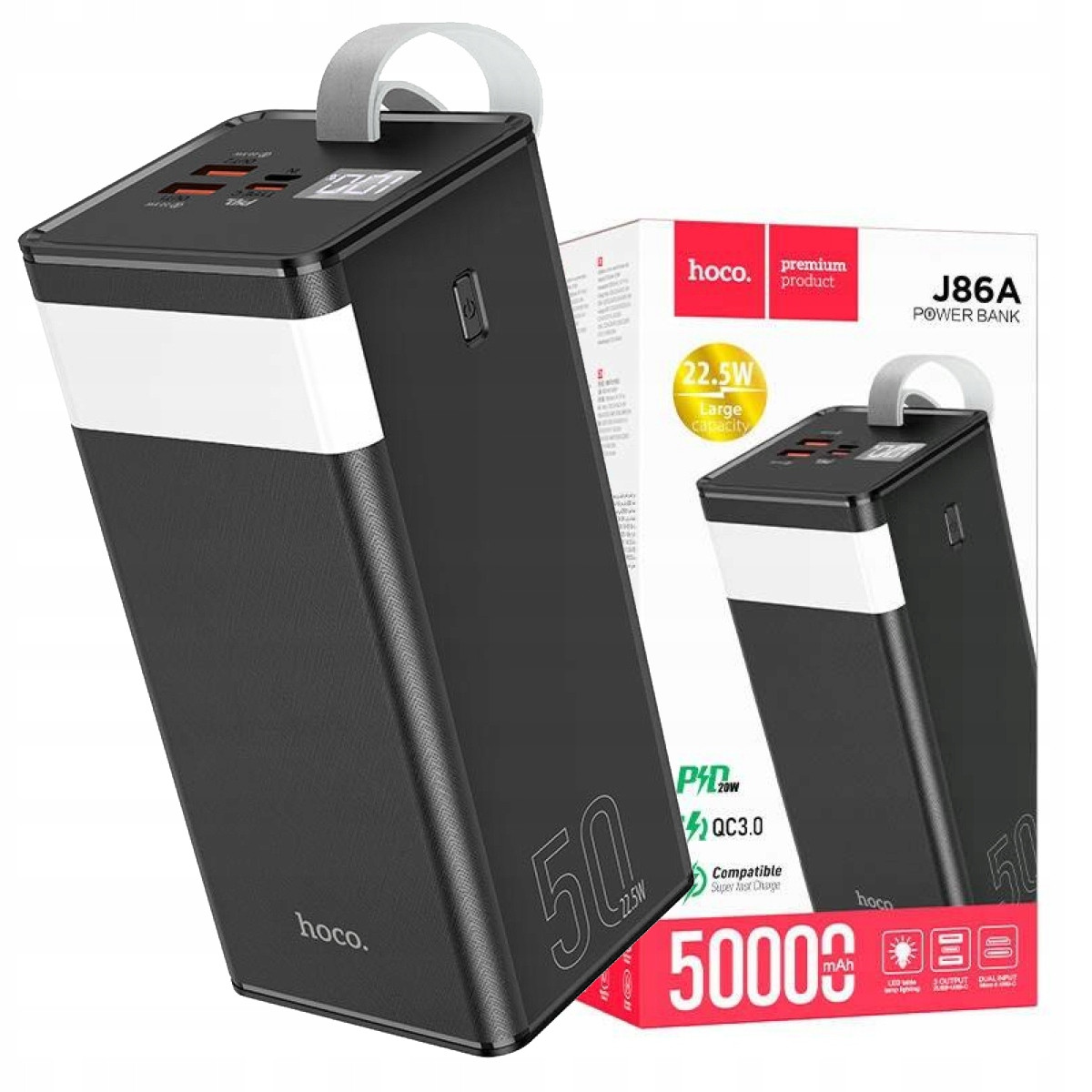 УМБ Hoco J86A Power Bank 22.5W 50000mAh Black, фото 1