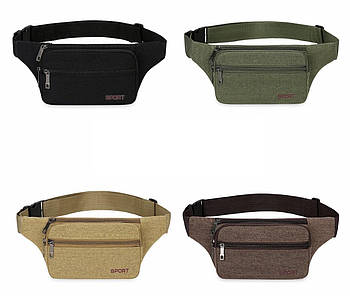 Поясна сумка бананка спортивна тканинна 30*12 см на блискавці в різних кольорах Nina