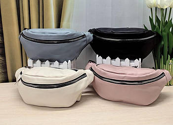 Сумка бананка 30*12 см на блискавці зі штучної шкіри в різних кольорах Nina