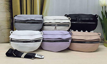 Сумка бананка 26*15 см на блискавці зі штучної шкіри в різних кольорах Nina