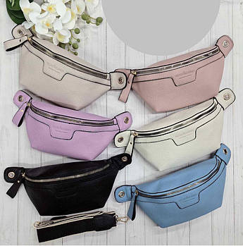 Сумка бананка 24*13 см на блискавці зі штучної шкіри в різних кольорах Nina