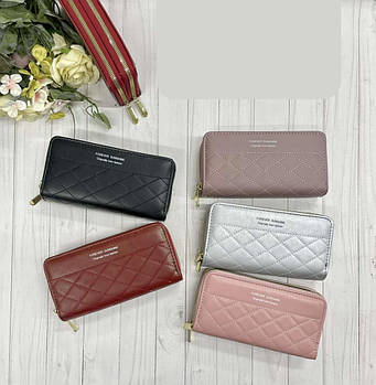 Гаманець жіночий стьобаний на два відділення 10*20 см на блискавці в різних кольорах Nina