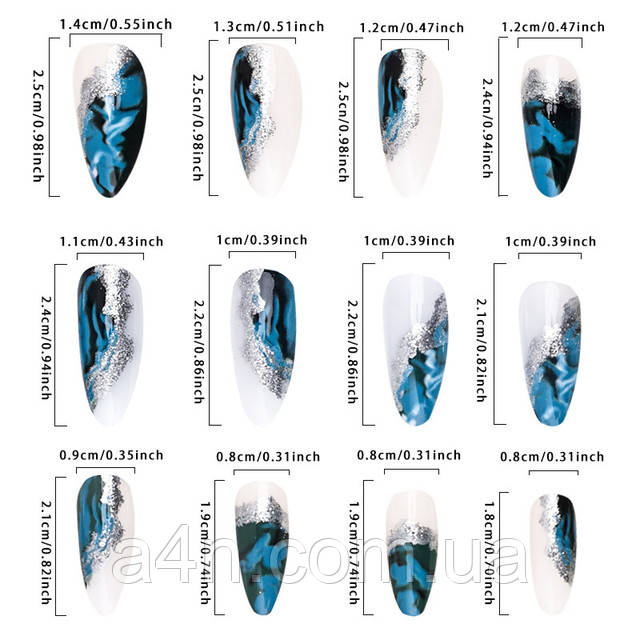 Размеры накладных ногтей