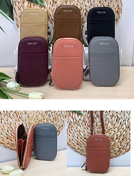 Гаманець сумочка жіночий 12*20 см на блискавці з довгим ремінцем у різних кольорах Nina