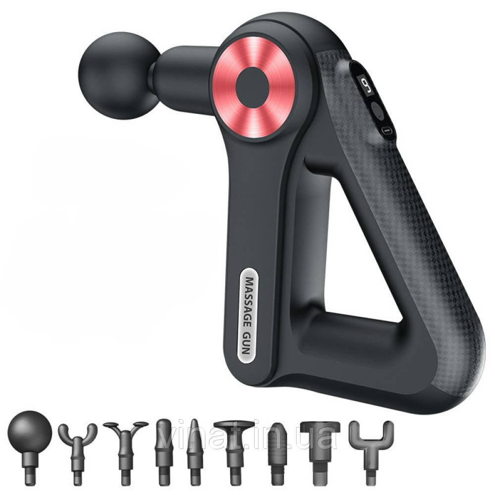 Ручний масажер для м'язів RIAS Massage Gun SL-8891 9 насадок Black