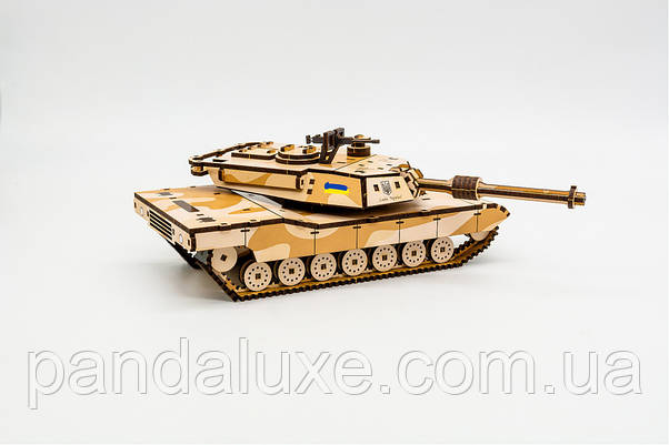 Дерев'яний 3D конструктор іграшка Танк Абрамс Abrams, 187 деталей, фото 3