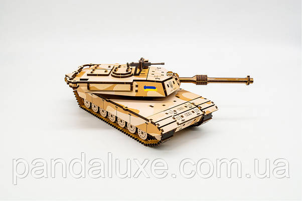 Дерев'яний 3D конструктор іграшка Танк Абрамс Abrams, 187 деталей, фото 4