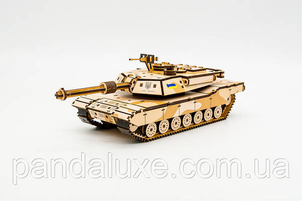 Дерев'яний 3D конструктор іграшка Танк Абрамс Abrams, 187 деталей, фото 5