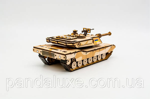 Дерев'яний 3D конструктор іграшка Танк Абрамс Abrams, 187 деталей, фото 6
