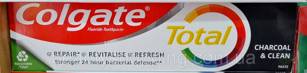 Colgate Total charocal & clean антибактеріальна зубна паста з деревним вугіллям 75 мл