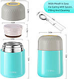 Термос для супу FEWOO, 600 мл, вакуумна ізольована харчова банка для гарячої холодної їжі, герметичні контейнери для супу, фото 3