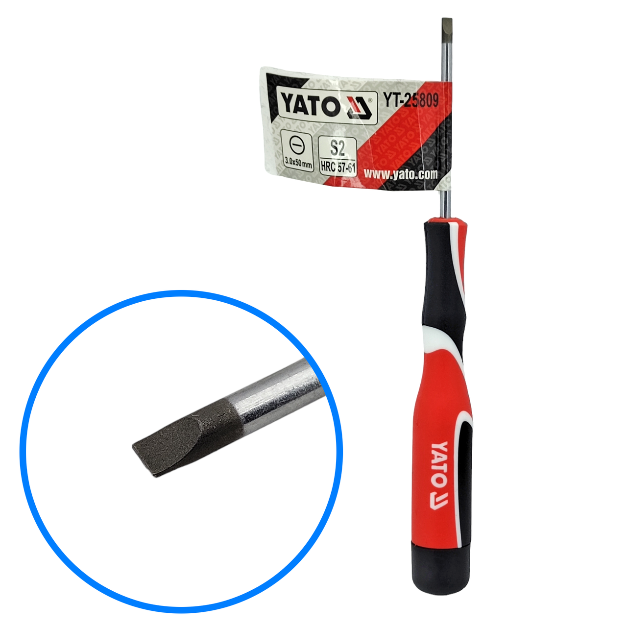 Викрутка YATO YT-25809, плоский шліц 3 мм L=50мм SL3
