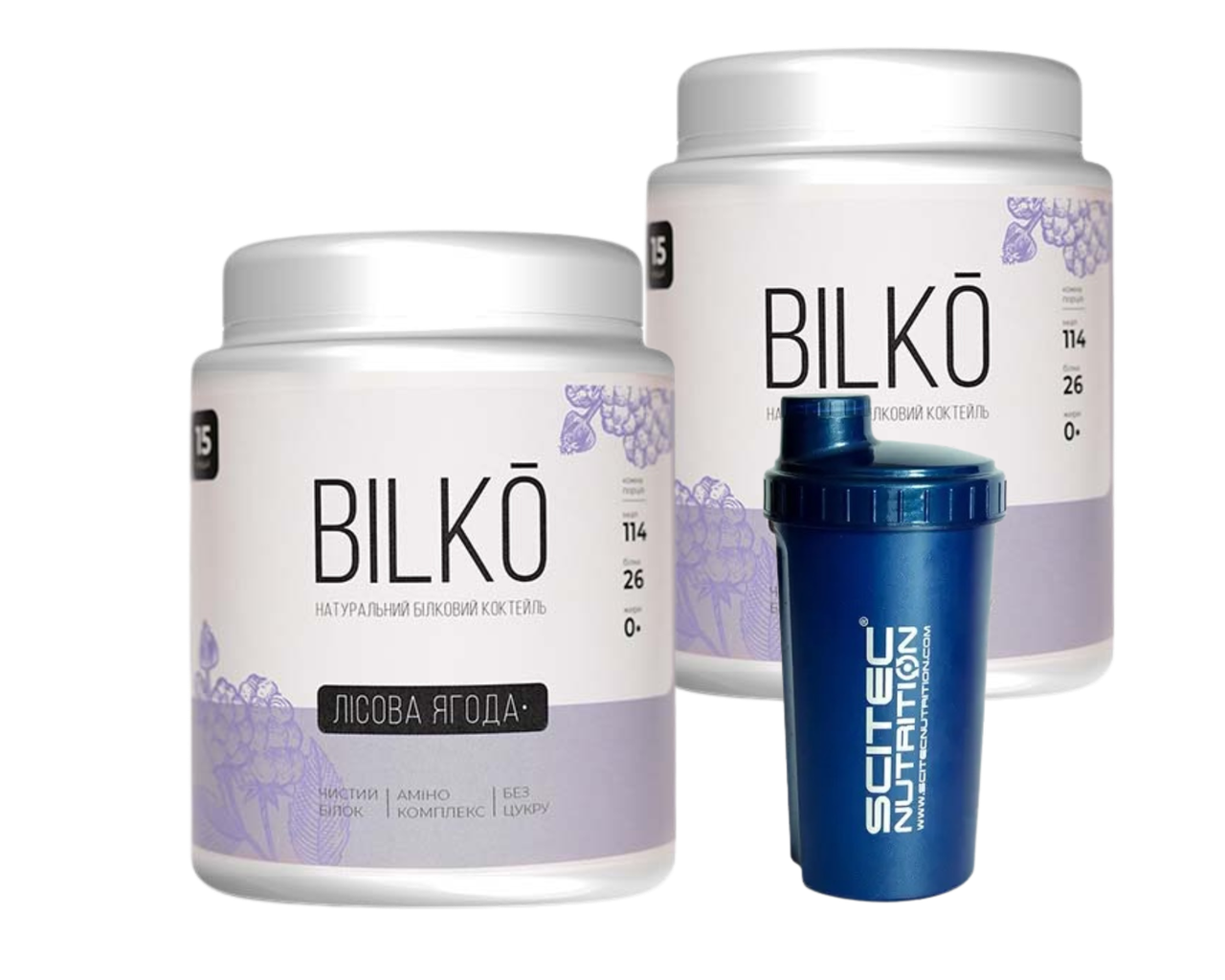 Bilko натуральний білковий коктейль смак лісові ягоди 30 порцій і Шейкер, фото 1