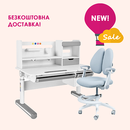Парта FunDesk Sentire Grey + Крісло Fundesk Ottimo Grey, фото 1