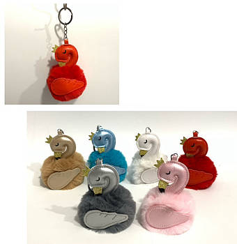 Дитячий брелок іграшка Лебідь з хутром 12 см Дитячі брелки в різних кольорах Nina