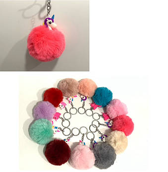 Дитячий брелок іграшка хутряна кулька Єдиноріг Дитячі брелоки в різних кольорах Nina