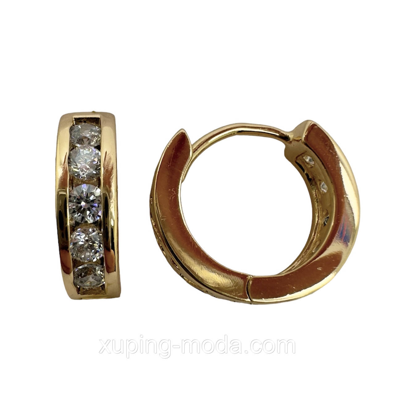 Сережки гарні Xp. 15х4 мм. 18 к, фото 1