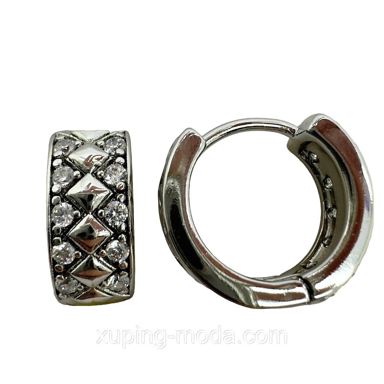 Сережки гарні Xp. 12х5 мм. Родій, фото 1