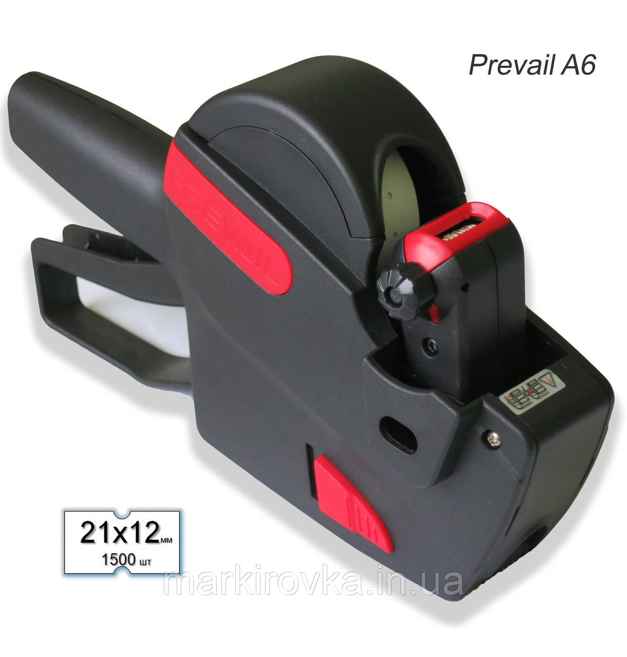 Етикет-пістолет (маркіратор) однорядковий Prevail А6, етикетка 21х12, 1 ...