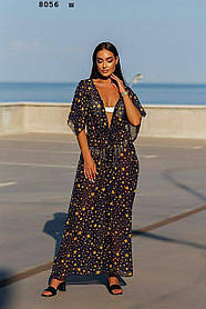 Туника-парео принтованная для дома и пляжа батальная 8056 ш