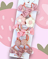 Резинки бантики для волосся рожеві 3.5 см