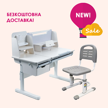Парта Cubby Ammi Grey + Крісло Fundesk SST3LS Grey, фото 1