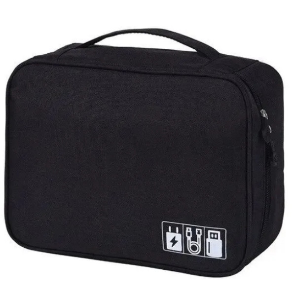 Сумка-органайзер для кабелів та зарядних пристроїв Чорна, фото 1