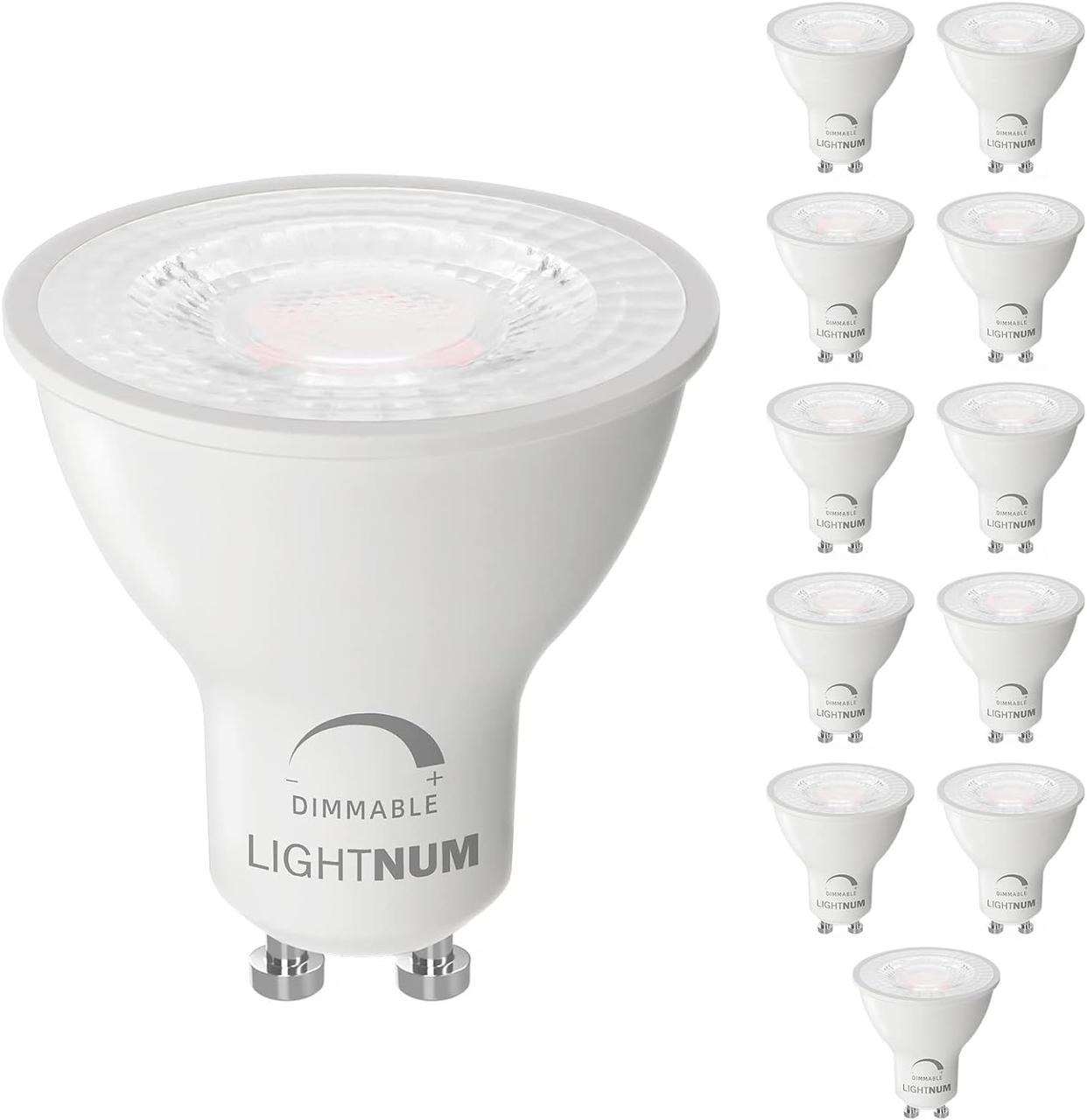 Світлодіодні лампи LIGHTNUM GU10 з димованою 12 упаковок, галогенним еквівалентом потужністю 50 Вт, доріжкова лампочка, фото 1