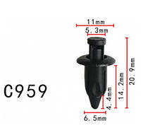 Кліпси C0959 розпірні TOYOTA, LEXUS (9046707108C0, 90467-07108-C0, 11531) (уп.100шт)