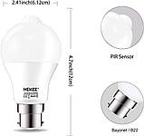 Лампочка HEKEE з датчиком руху PIR, 9 Вт, B22, байонетний цоколь A60, теплий білий, 2700 К, еквівалент лампи розжарювання 60 Вт, фото 6