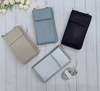 Гаманець сумка жіноча 20*11 см на блискавці з довгим ремінцем зі штучної шкіри в різних кольорах Nina