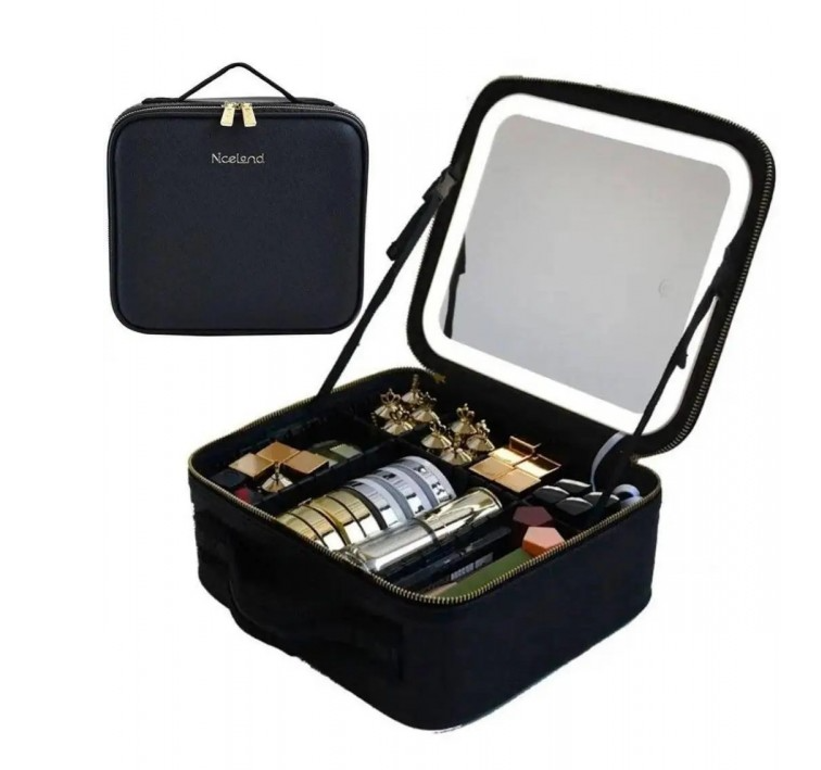 Дорожня косметичка з LED дзеркалом (26х23х11см). Органайзер валіза для косметики, фото 1
