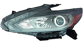 Фара ліва Nissan Altima 16-18 LED/H9 TYC мех., темний відбивач