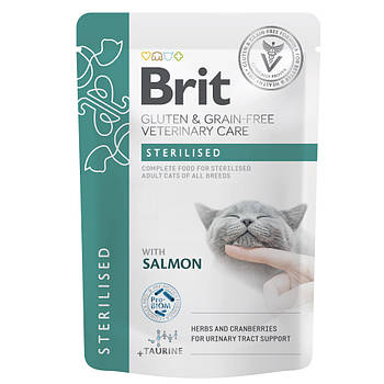 Вологий корм для дорослих кастрованих котів всіх порід Brit VetDiets Care Sterilised 85 г