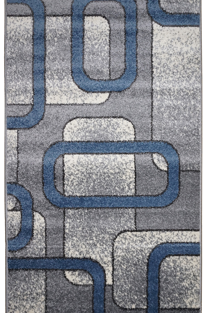 Килимова доріжка із середнім ворсом сіра AQUA 02574E Blue/L.Grey, ширина 80 см, фото 1
