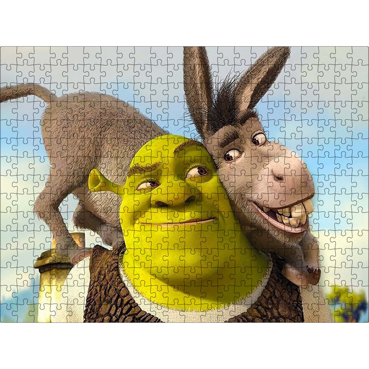 Класичний дерев'яний пазл Шрек та Віслюк L, фото 1