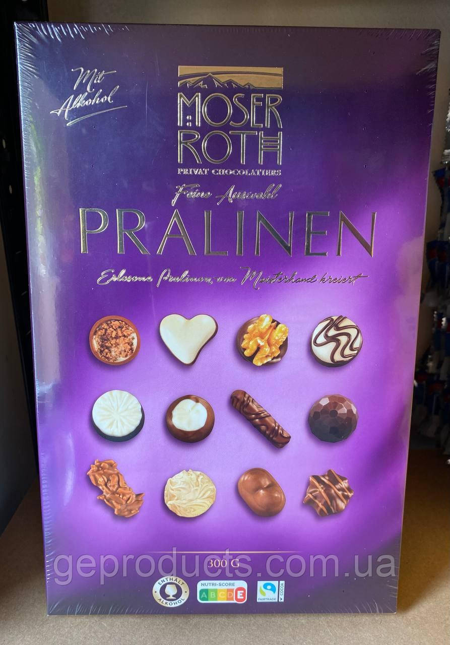 Набір цукерок праліне з алкоголем Moser Roth Pralinen 300г. Німеччина